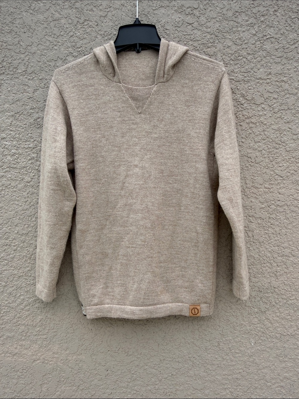 Men's Crewneck Hooded Sweater in Light Tan